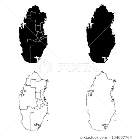 Qatar Outline and Solid Fill Map Set. Qatar Outline and Solid Fill Map Set. 134607704