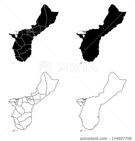 Guam Outline and Solid Fill Map Set. 134607706