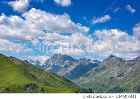 Rocky peaks in the Tirol Alps. Scenic mountain landscape. Austria. Europe Rocky peaks in the Tirol Alps. Scenic mountain landscape. Austria. Europe 134607931