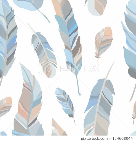 Seamless boho feather pattern in pastel colors Seamless boho feather pattern in pastel colors 134608044