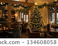 Cafe with Christmas tree 134608058