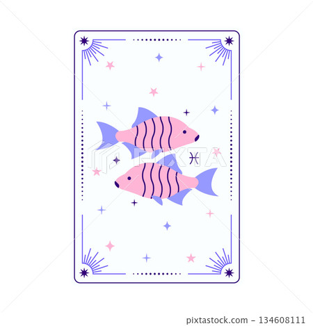 Card with Pisces zodiac sign Card with Pisces zodiac sign 134608111