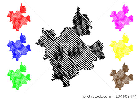 Anenii Noi District (Republic of Moldova, Administrative divisions of Moldova) map vector illustration, scribble sketch Anenii Noi map 134608474
