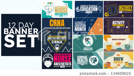 12 Day banner set Design templet together 12 Day banner set Design templet together 134609028