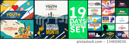 19 days banner design templet set 134609030