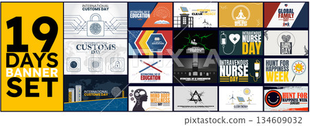 19 day banner set design templet unique style 19 day banner set design templet unique style 134609032