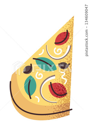 Tasty pizza slice delicious food Tasty pizza slice delicious food 134609047