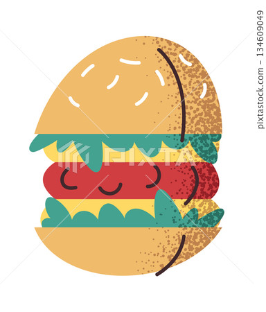 Burger American street food sticker Burger American street food sticker 134609049
