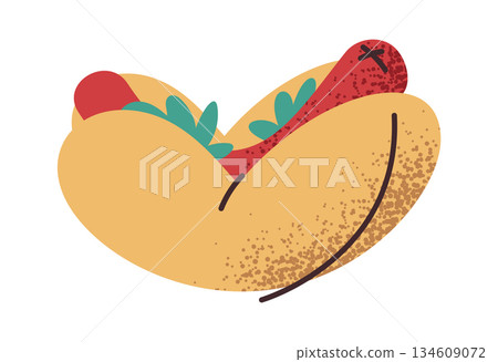 Hot-dog street food snack sticker 134609072