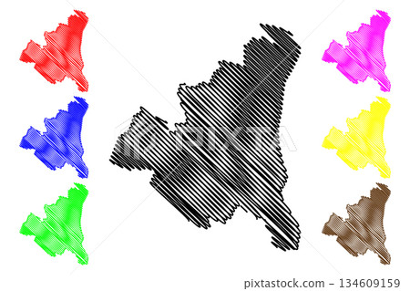 Rezina District (Republic of Moldova, Administrative divisions of Moldova) map vector illustration, scribble sketch Rezina map 134609159
