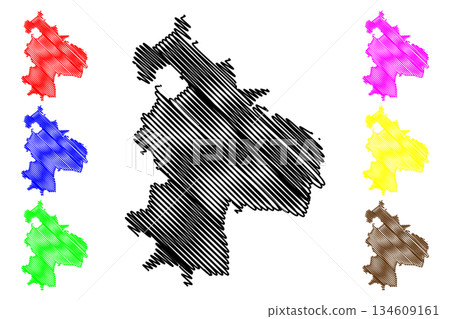 Singerei District (Republic of Moldova, Administrative divisions of Moldova) map vector illustration, scribble sketch Singerei map 134609161
