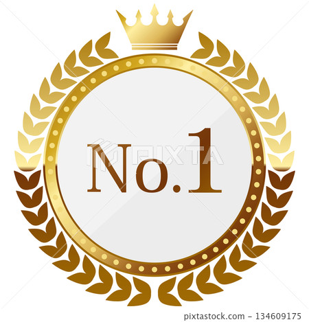 Luxurious No.1 emblem white & gold 134609175