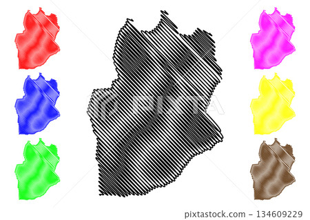 Dornogovi Province (aimags, Provinces of Mongolia) map vector illustration, scribble sketch Dornogovi Aimag map 134609229