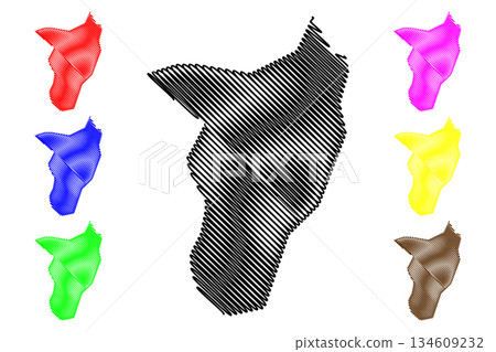 Govisumber Province (aimags, Provinces of Mongolia) map vector illustration, scribble sketch Gobi-Sumber Aimag map 134609232