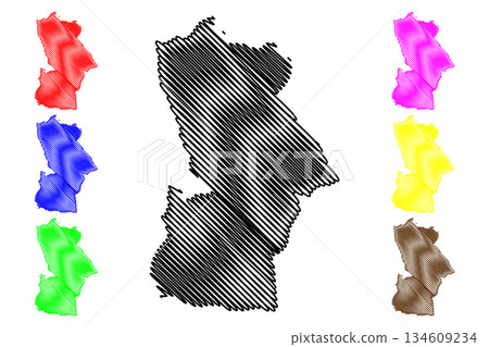 Khovd Province (aimags, Provinces of Mongolia) map vector illustration, scribble sketch Khovd Aimag map 134609234