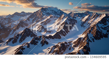 Fractal Mountain Range Computer-generated landscape created entirely from recursive mathematical patterns, forming impossible mountain topography where each peak contains perfect 134609595