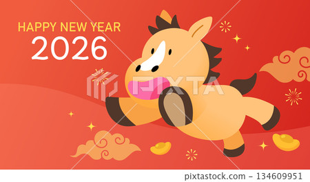 Cute zodiac horse in cartoon style 134609951