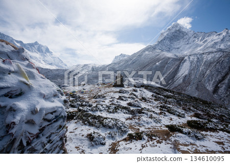 Landscape from Pheriche town area, EBC trekking, Periche pass, Nepal 134610095