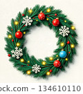 The image shows a lighted Christmas wreath, which is a popular holiday decoration 134610110