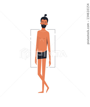 Male body shape - Rectangle figure type. One of human anatomy body shapes cartoon dressed in underwear isolated on white background Male body shape - Rectangle figure type. One of human anatomy body shapes cartoon dressed in underwear isolated on white background 134610154