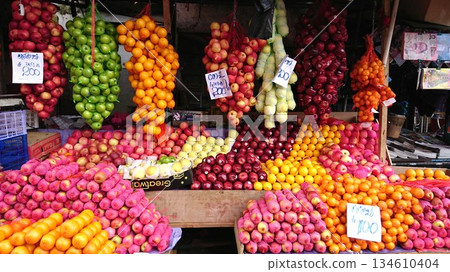 Fruit stalls at a local market in Sri Lanka 134610404