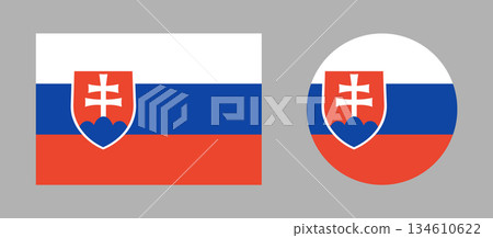 Slovakia national flag icons. Page symbol. Set of Slovakia flag circle, rectangle flat logo, badge, app, UI. Slovakia national flag icons. Page symbol. Set of Slovakia flag circle, rectangle flat logo, badge, app, UI. 134610622