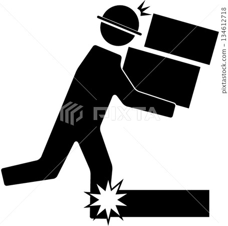 Pictogram person falling over with luggage 134612718
