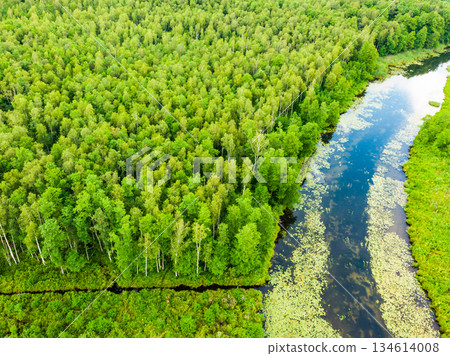 Krutynia river Masuria, Poland. Aerial view Krutynia river Masuria, Poland. Aerial view 134614008