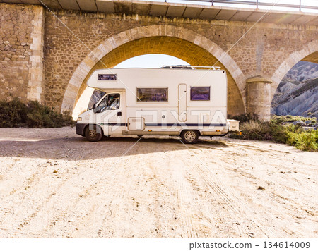 Caravan on Tabernas desert, Spain 134614009