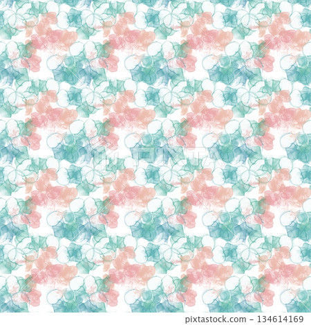 Pale green and pink alcohol ink style seamless pattern 134614169