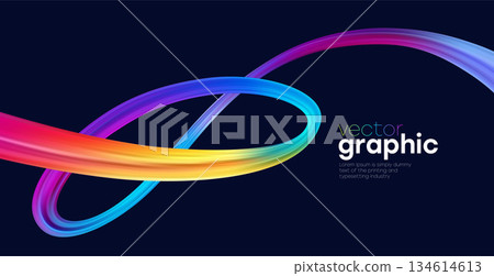 Colorful Ribbon Loop Swirl Gradient Neon Abstract. Shape Motion Curve Art Design Background. Dynamic Ribbon Motion For Creative Projects Vector Illustration Background 134614613