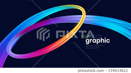 Vibrant Color Swirl. Abstract Curve and Loop Ribbons For Branding. Modern Design, vector illustration background 134614622