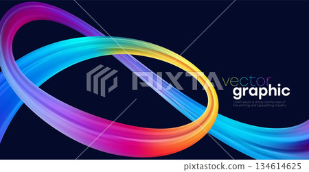 Vibrant Ribbon Waves For Modern Design, Colorful Gradient Abstract Loop Motion. Bold Energy And Style For Business Use With Dynamic Flow. Vector Illustration Background. 134614625