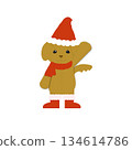 一隻戴著聖誕帽的狗的插圖 134614786
