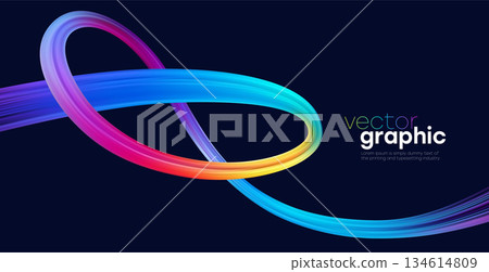 Vibrant Ribbon Loops In Neon Colors For Graphic Design. Dynamic Abstract Motion For Creative Art. Vector Illustration Background Vibrant Ribbon Loops In Neon Colors For Graphic Design. Dynamic Abstract Motion For Creative Art. Vector Illustration Background 134614809