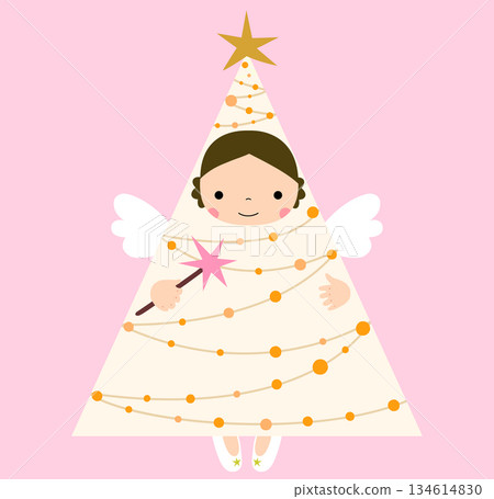 Cute and funny vector geometric Christmas angel greeting card for holiday designs and posters Cute and funny vector geometric Christmas angel greeting card for holiday designs and posters 134614830