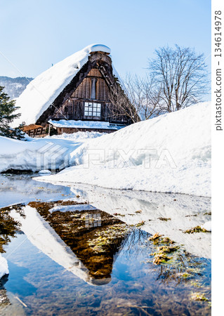 Shirakawa-go on a clear, snowy day Shirakawa-go on a clear, snowy day 134614978