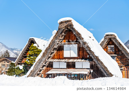 Shirakawa-go on a clear, snowy day Shirakawa-go on a clear, snowy day 134614984