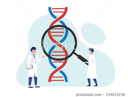 DNA Testing Analysis and Magnifying Glass Stock Illustration DNA Testing Analysis and Magnifying Glass Stock Illustration 134615236