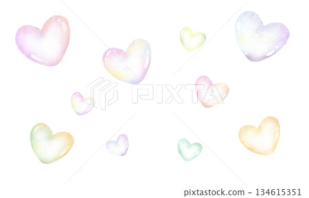 粉彩色心型肥皂泡背景 134615351