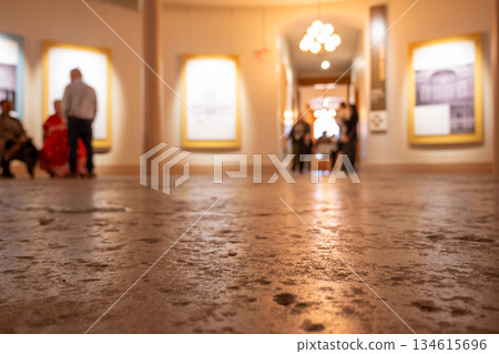 Selective focus low angle view of the pitted floor in the Old Courthouse National Park, St. Louis, Missouri, USA 134615696