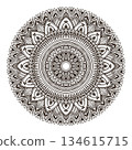 Detailed mandala on white background for coloring books, graphic designs, henna, mehndi, tattoo, decoration 134615715