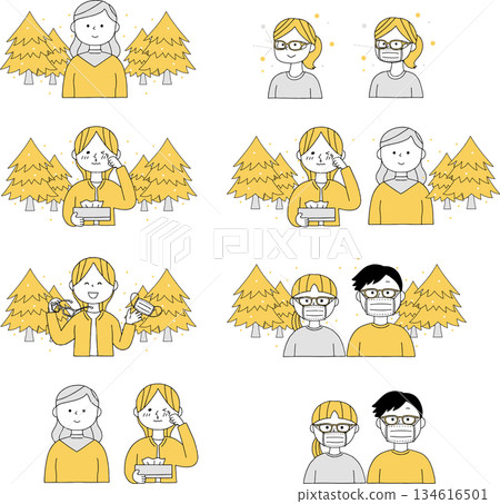 Hay fever people set monochromatic 134616501