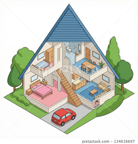 Pyramid-shaped house structure diagram 134616697