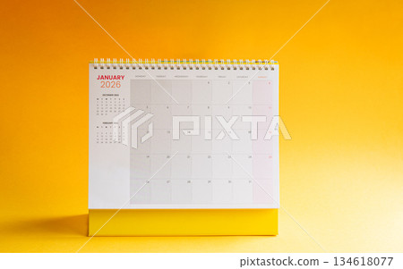 Table calendar showing January 2026 134618077