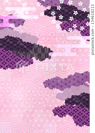 櫻花日本紙圖案背景 櫻花日本紙圖案背景 134618213