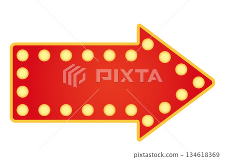 Arrow-shaped marquee light sign frame 134618369