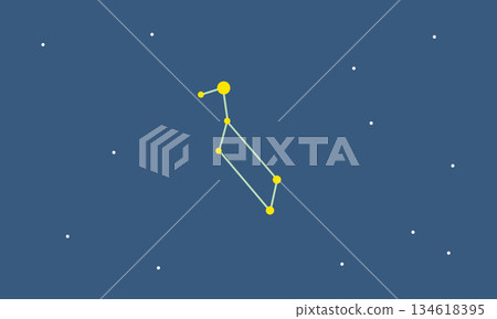 Color illustration of the constellation line of Lyra floating in the starry sky 134618395