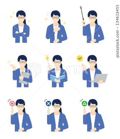 女性商務人士插畫向量素材集 女性商務人士插畫向量素材集 134618455