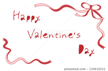 Red ribbon Valentine's Day illustration frame material 134618522
